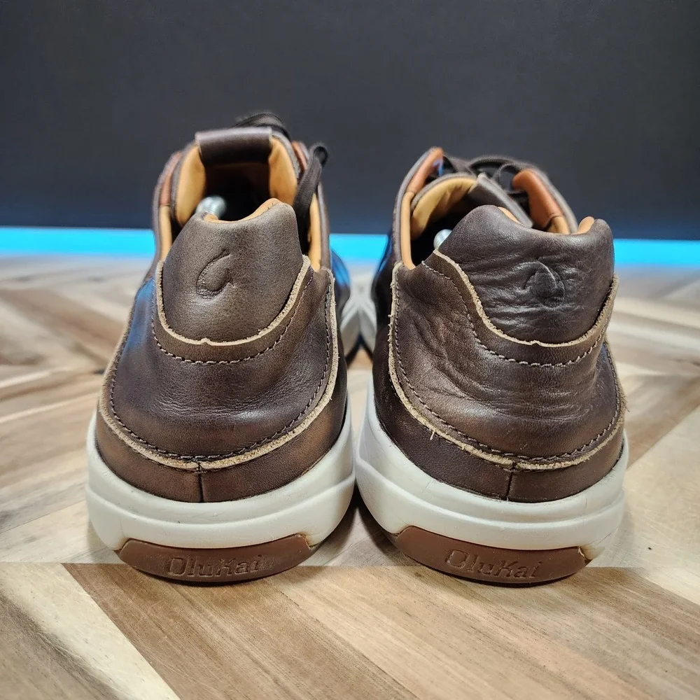 OluKai Lae'Ahi Li 'Ili Mens Size 13 Brown Casual Leather Sneakers 10455-6363